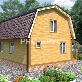 Проект дома из бруса 6 на 8 с мансардой БД-118 вид справа