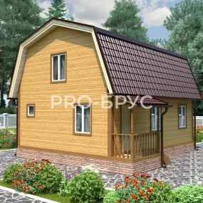 Проект дома из бруса 6 на 8 с мансардой БД-118 вид слева