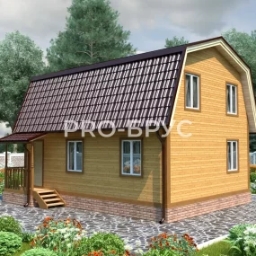 Проект дома из бруса 6 на 8 с мансардой БД-118 главный вид