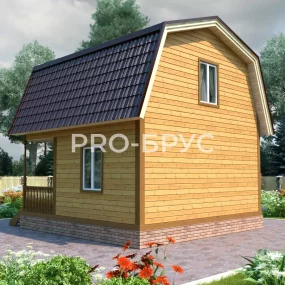 Проект дома из бруса 6 на 6 с мансардой БД-119 вид справа