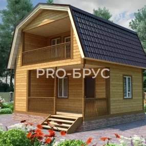 Проект дома из бруса 6 на 6 с мансардой БД-119 главный вид