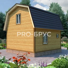 Проект дома из бруса 6 на 6 с мансардой БД-119 вид слева