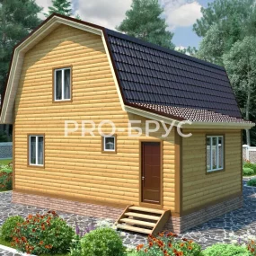 Проект дома из бруса 8 на 9 с мансардой БД-120 вид спереди