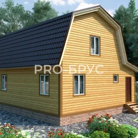 Проект дома из бруса 8 на 9 с мансардой БД-120 вид слева