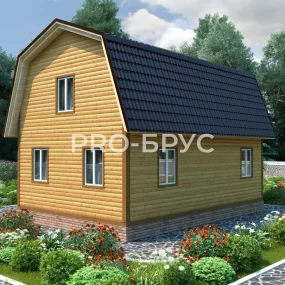 Проект дома из бруса 8 на 9 с мансардой БД-120 вид справа