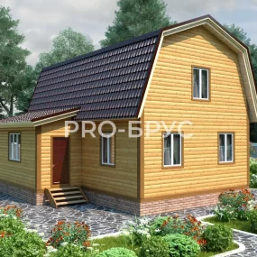 Проект дома из бруса 8 на 9 с мансардой БД-120 главный вид