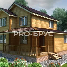 Проект дома из бруса 8 на 9 двухэтажный БД-121 главный вид