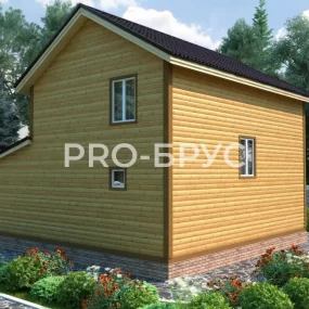 Проект дома из бруса 8 на 9 двухэтажный БД-121 вид слева