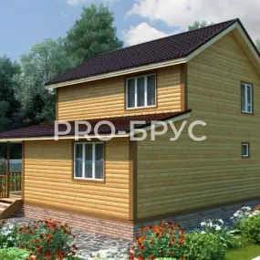 Проект дома из бруса 8 на 9 двухэтажный БД-121 вид справа