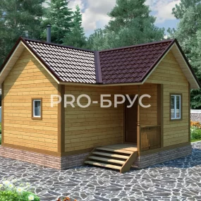 Проект дома из бруса 6 на 6 одноэтажный БД-122 главный вид