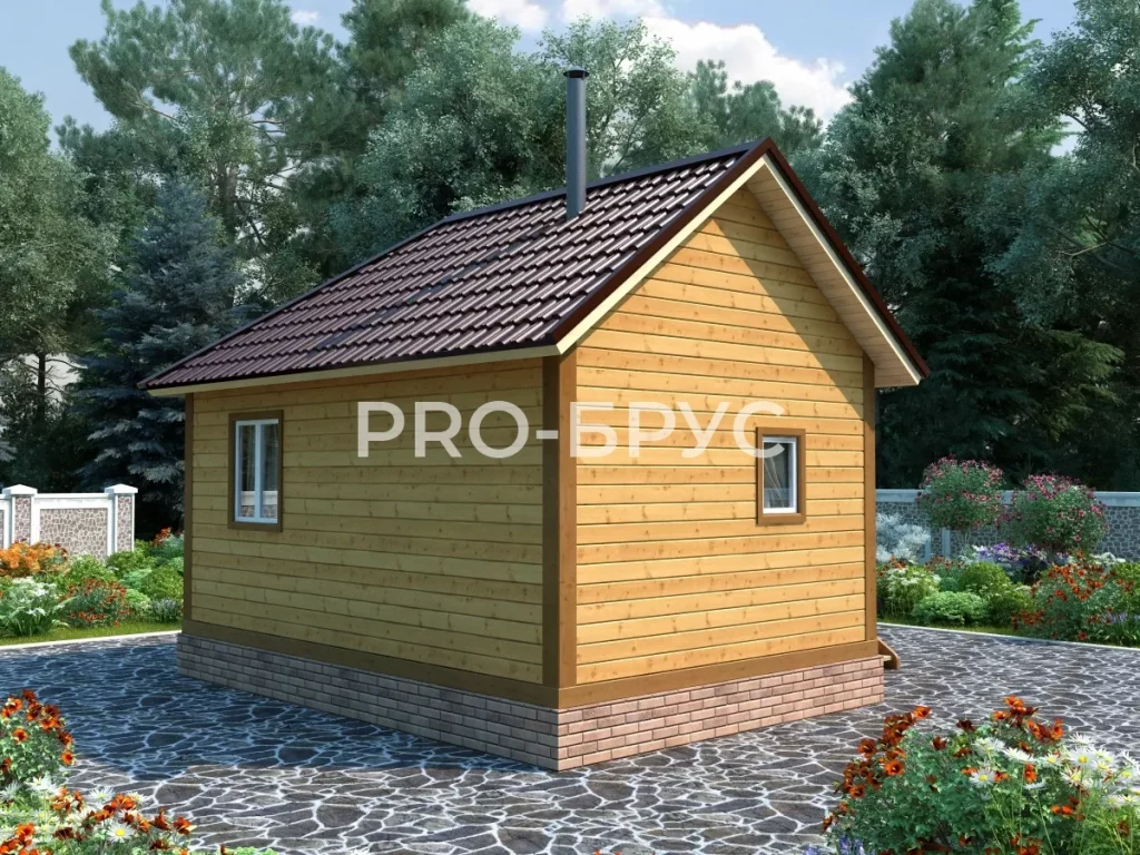 Проект дома из бруса 6 на 6 одноэтажный БД-122 вид слева