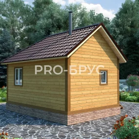 Проект дома из бруса 6 на 6 одноэтажный БД-122 вид слева