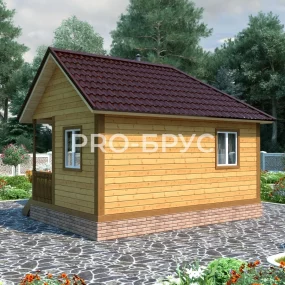 Проект дома из бруса 6 на 6 одноэтажный БД-122 вид сзади