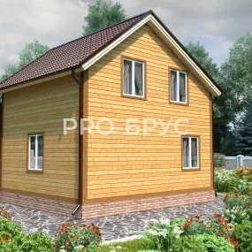 Проект дома из бруса 6 на 7 двухэтажный БД-123 вид справа