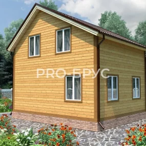 Проект дома из бруса 6 на 7 двухэтажный БД-123 вид слева