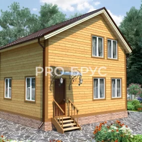 Проект дома из бруса 6 на 7 двухэтажный БД-123 главный вид