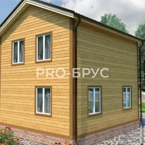 Проект дома из бруса 6 на 9 двухэтажный БД-124 вид спереди