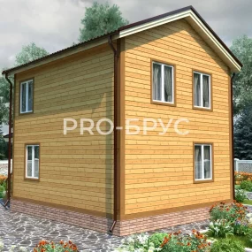 Проект дома из бруса 6 на 9 двухэтажный БД-124 вид слева