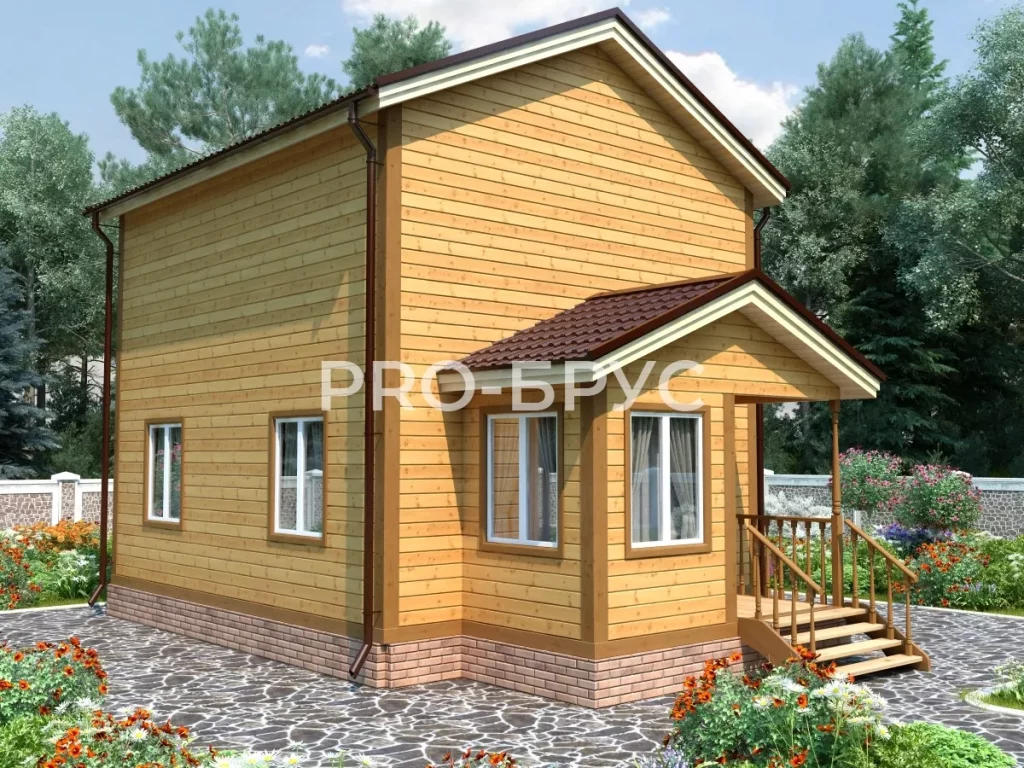 Проект дома из бруса 6 на 9 двухэтажный БД-124 вид справа