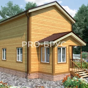 Проект дома из бруса 6 на 9 двухэтажный БД-124 вид справа
