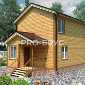 Проект дома из бруса 6 на 9 двухэтажный БД-124 главный вид