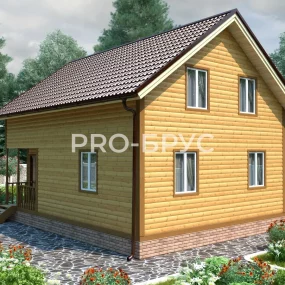 Проект дома из бруса 7 на 9 с мансардой БД-125 вид справа