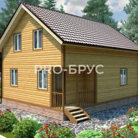 Проект дома из бруса 7 на 9 с мансардой БД-125 главный вид