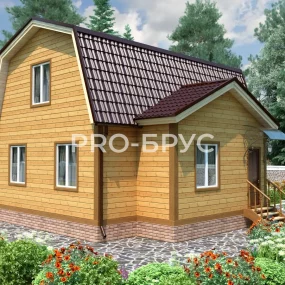 Проект дома из бруса 7 на 8 с мансардой БД-126 вид слева