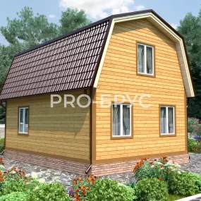 Проект дома из бруса 7 на 8 с мансардой БД-126 вид справа