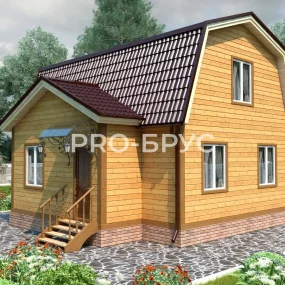 Проект дома из бруса 7 на 8 с мансардой БД-126 главный вид