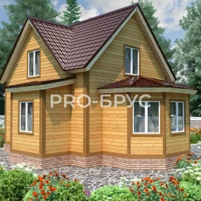 Проект дома из бруса 9 на 9 с мансардой БД-127 вид справа