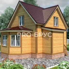 Проект дома из бруса 9 на 9 с мансардой БД-127 вид слева