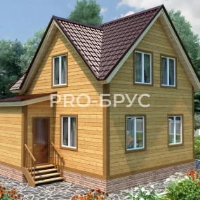 Проект дома из бруса 9 на 9 с мансардой БД-127 главный вид