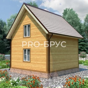 Проект дома из бруса 6 на 6 с мансардой БД-128 вид слева