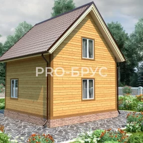 Проект дома из бруса 6 на 6 с мансардой БД-128 вид справа