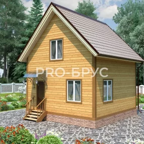 Проект дома из бруса 6 на 6 с мансардой БД-128 главный вид