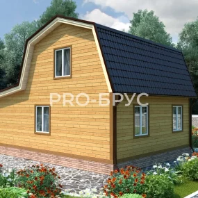 Проект дома из бруса 7 на 9 с мансардой БД-129 вид слева