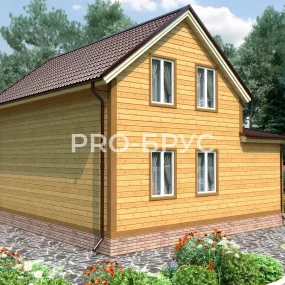 Проект дома из бруса 8 на 8 с мансардой БД-130 вид справа