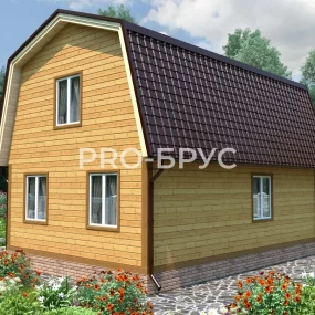 Проект дома из бруса 6 на 9 с мансардой БД-131 вид слева