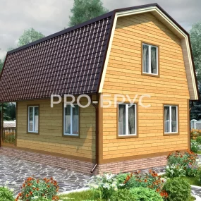 Проект дома из бруса 6 на 9 с мансардой БД-131 вид справа