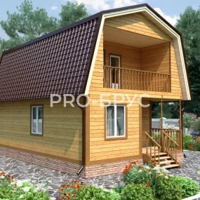 Проект дома из бруса 6 на 9 с мансардой БД-131 вид спереди