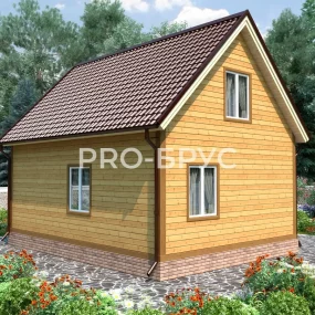 Проект дома из бруса 7 на 8 с мансардой БД-132 вид справа