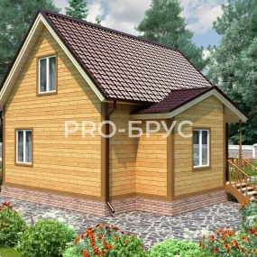 Проект дома из бруса 7 на 8 с мансардой БД-132 вид слева