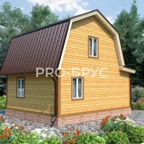 Проект дома из бруса 6 на 7 с мансардой БД-133 вид справа