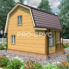 Проект дома из бруса 6 на 7 с мансардой БД-133 вид слева