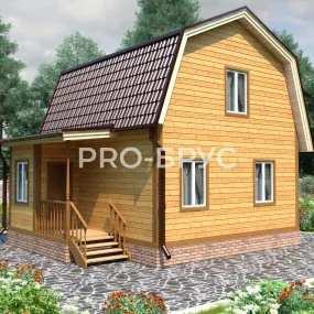 Проект дома из бруса 6 на 7 с мансардой БД-133 главный вид