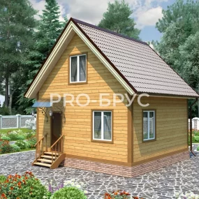 Проект дома из бруса 6 на 6 с мансардой БД-134 главный вид