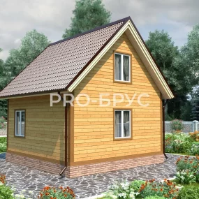 Проект дома из бруса 6 на 6 с мансардой БД-134 вид справа