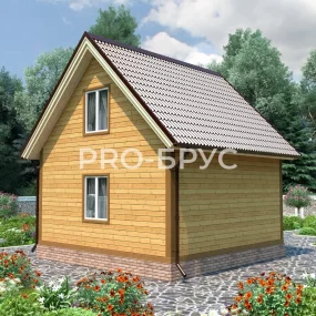 Проект дома из бруса 6 на 6 с мансардой БД-134 вид слева