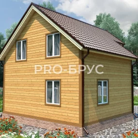 Проект дома из бруса 7 на 8 с мансардой БД-135 вид слева